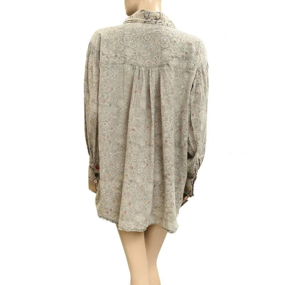 Magnolia Pearl Love Tora Shirt Mini Dress Floral Print Cotton Vintage O|S 278542 - Picture 4 of 9